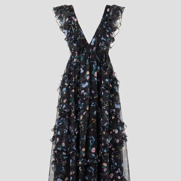 Ieena for Mac Duggal Ruffled Floral Gown, Size 12 - Picture 4 of 16